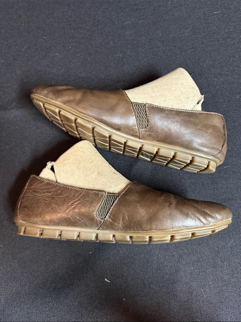 Brown Leather Slip-On Flats - Picture 2 of 7